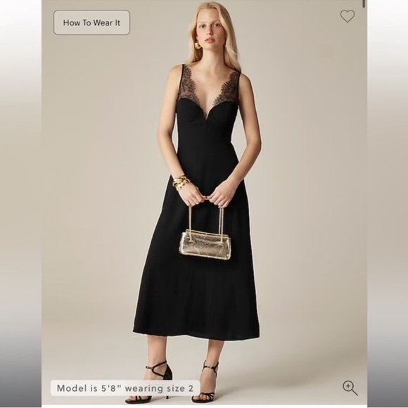 J. Crew Collection structured lace-trim corset midi dress - Picture 1 of 8